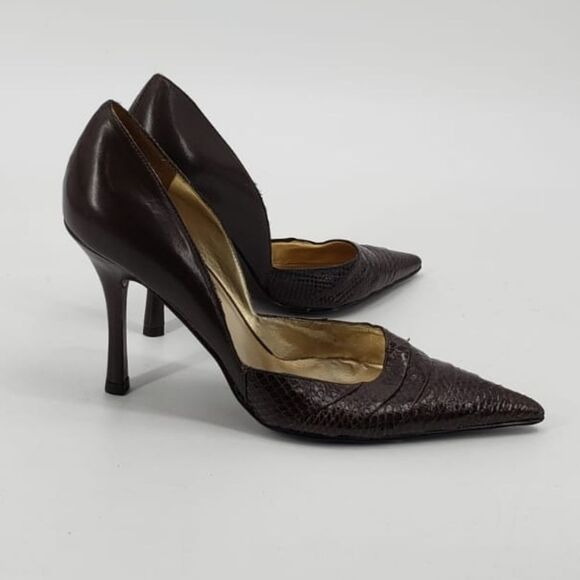 MARC FISHER women's 6 brown D'orsay pointy toe heels - Picture 1 of 10